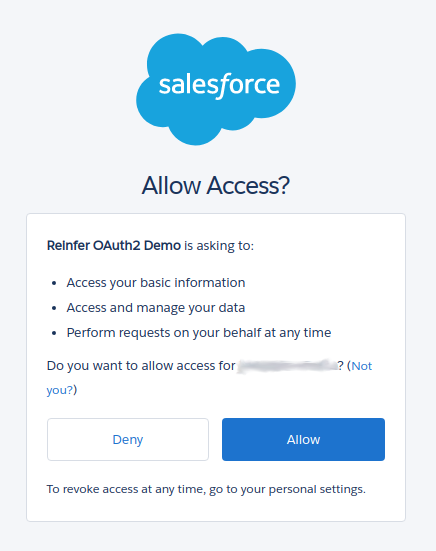 Salesforce OAuth2 Confirmation Page